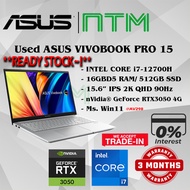 #AV298 Used ASUS VIVOBOOK PRO 15 K6500ZC Intel Core i7-12700H 16GBD5 512GB RTX3050 RTX 3050 4G 15.6"