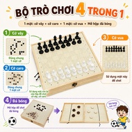 4-in-1 Wooden Game Set for Kids, Chess Fighting Game - Checkers - Go - Chess |||