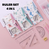Ruler Set 4 in 1 Creative Stationery Student School Office Supplies