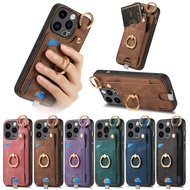 Leather Phone Case Suitable for Samsung S22 S23 S24 A55 Plus Ultra FE, with Magnetic Ring Holder wit