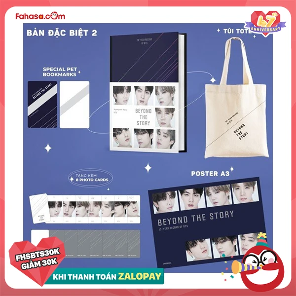 10-Year Record Of BTS - Beyond The Story - Bìa Cứng - Bản Đặc Biệt - Tặng Kèm 1 PET Bookmark + 8 Pho