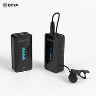 BOYA BY-XM6-S1 2.4G Wireless Microphone System(1 Transmitter &amp; 1 Receiver) Dual Channel Lapel Clip-on Microphone 100M Transmission Range for 3.5mm Smartphone DSLR Camera Camcorder Video Recording Vlogging Live Streaming Interview