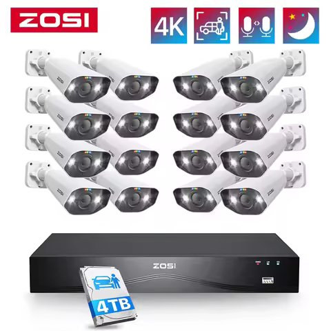 ZOSI 32 Channel 4K PoE Security Camera System 8MP Outdoor Indoor Bullet Cameras 16 Port 32 Channel N