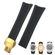 HAODEE 25mm Notch Shape Rubber Silicone Watch Strap Waterproof Watch Bands For PATEK PHILIPPE Nautil