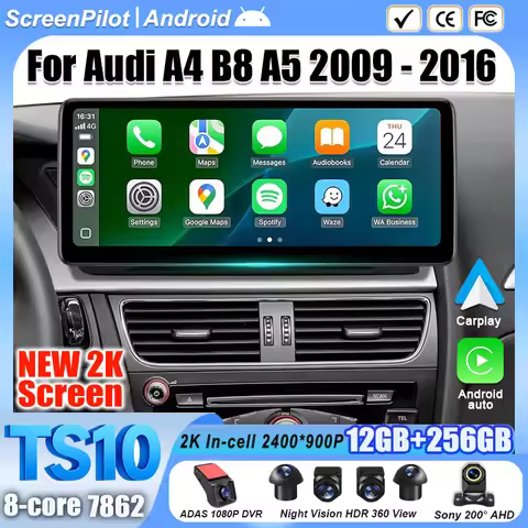 12.3 inch Android 16 For Audi A4 B8 A5 2009 - 2016 Car Radio Stereo Head Unit Multimedia Video Playe