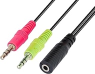 BIGtec Audio AUX Adapter Jack Y Splitter Cable Stereo 3.5 mm 23 cm CTIA 4-Pin TRRS Headphones Headse