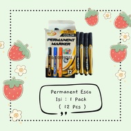 [ 1 PACK 12 PCS ] ESCO ES 2008 PERMANENT MARKERS BLACK PERMANENT MARKERS ESCO LARGE MARKERS ESCO BLA