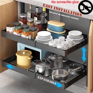 Kitchen Cabinet Pull Out Basket Adjustable Dish Rack Cabinet Organizer Carbon Steel Dish Pull Out Storage