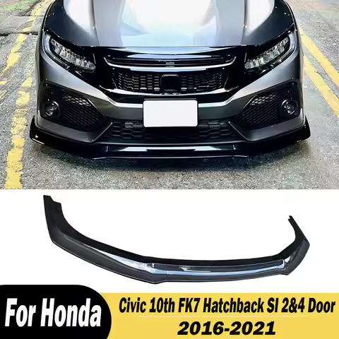 For Honda Civic 10th FK7 Hatchback SI 2&4 Door 2016-2021 3Pcs GR STYLE Car Front Bumper Lip Spoiler 