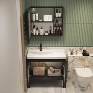 ‍🚢Shantai Small Apartment Alumimum Floor Black Bathroom Cabinet Washbasin Wash Basin with Smart Mirror Cabinet Single Ca