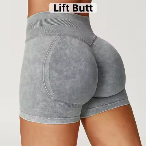 High Waist Yoga Shorts Women Sand Washed Yoga Shorts Workout Shorts Fitness Yoga Lift Butt Fitness Y