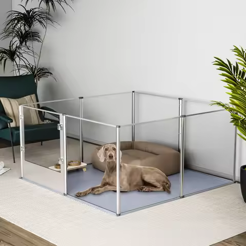 Dog Playpen Pet Pen 8 pens for Dogs Crate Cage Kennel Dog Fence Clear Dog playpen for Small, Medium 