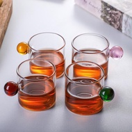 ️High Borosilicate Glass Heat Resistance glass cup with ball handle for espresso coffee