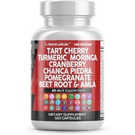 Clean Nutraceuticals Tart Cherry Extract Capsules with Turmeric Moringa Cranberry Chanca Piedra Cele