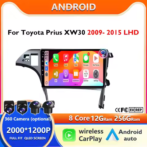 Android 15 Carplay For Toyota Prius 3 XW 30 2009 - 2015 RHD Android Auto Car Radio Multimedia Video