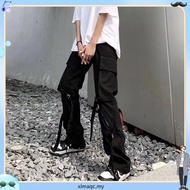 American Style Retro Slim-Fit Work Pants Men's Pure Cotton Korean Style Trousers Multi-Pocket Str ai