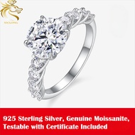 XICLONG Super Luxury 2ct Real Moissanite Diamond Ring 100% S925 Silver 4 Claws Cluster Thick Gold Pl