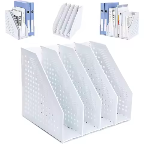 1Pc Deli 3/4 Grids Retractable File Holder Desktop Bookends Desk Organizer Magazine File Organizer C
