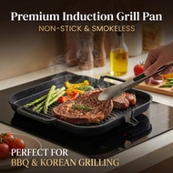 Korean-Style Griddle - Griddle Pan - Square Griddle Pan - For Induction Cooktops - Non-Stick Pan