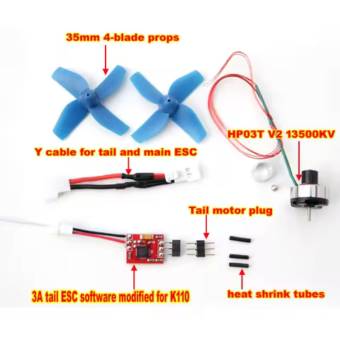 BLAST K110 Brushless Tail ESC and Motor System Upgrade Kits DP-3A ESC HP03T V2 13500KV Tail Motor wi