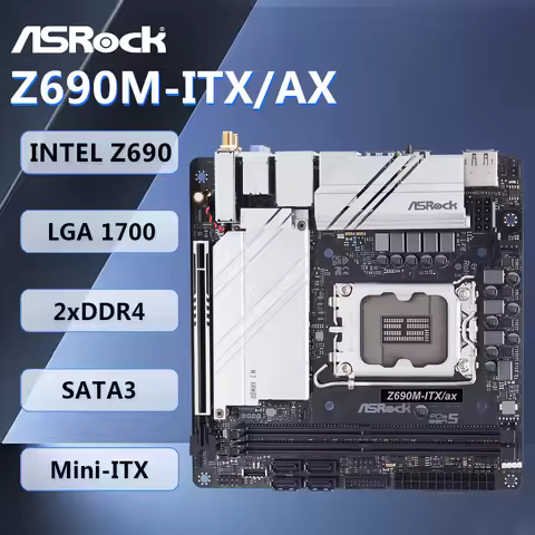 ASRock Z690M-ITX/AX Motherboard Mini-ITX Intel Z690 Chipset LGA1700 DDR4 64GB SATA3 HDMI DP WIFI for