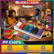 Professional 100-Piece Casino Chip Set with Numbers & Clear Acrylic Storage Box