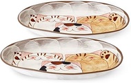 J-kitchens Workshop Sho~ 3 Kittens, Curry & Pasta Plate, Large Pair, Hasami Ware Made in Japan