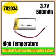 3.7V 500mAh 702034 High Temperature Resistant Dash Cam Rechargeable Battery