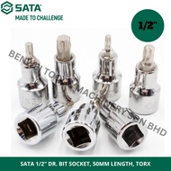 SATA 1/2" DR. BIT SOCKET, 50MM LENGTH, TORX / STAR BITS SOCKET BOX T20 T25 T27 T30 T40 T45 T50 T55 T