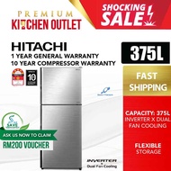 Hitachi 375L Refrigerator New Stylish Line Stylish Series 2 Door R-VX420PM9 BSL *Old model R-V420P8M