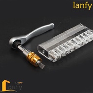 LANFY 10pcs 90° Right Angle Ratchet Screwdriver, Slotted Bits Phillips Bits 10 in 1 Ratchet Screwdri