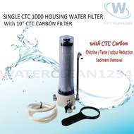 SINGLE CTC 1000 HOUSING WATER FILTER  WITH 10" CTC CARBON FILTER - 1 STAGE FILTRATION