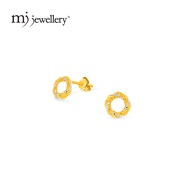 FY7 MJ Jewellery Gold Donut Earrings S193, 916 Gold & 375 Gold
