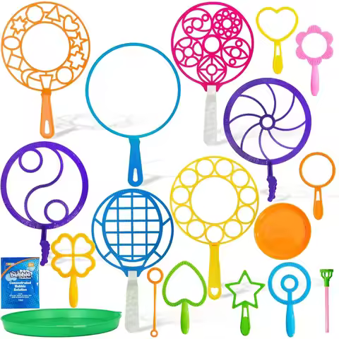 JOYFY 8 Pieces Large Bubble Wands Giant Bubble Toys Set with Loose Tray for Kids Summer Outdoor Acti