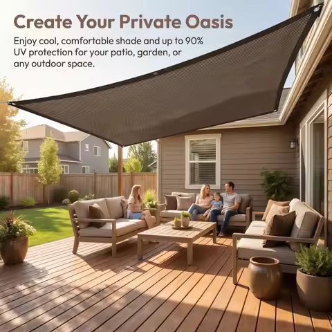 Durable Brown UV Protection Canopy - Outdoor Sun Shade Net - 1PC 3M x 4M Brown Outdoor Sun, Picnics,