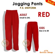 RED Jogging Pants P.E. Uniform 4 Kids - Adult Unisex Boys Girls P.E School Pants BOY GIRL