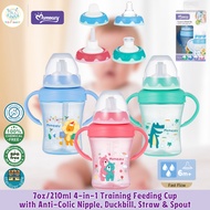 Momeasy 7oz/210ml 4-in-1 Baby to Kids Feeding Cup with Anti-Colic Nipple, Duckbill, Straw & Spout