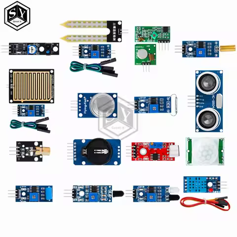 16pcs Raspberry pi 2 3 the sensor module package HC-SR04 501 DHT11 DS3231 KY-008 Sound Rain Soil sen