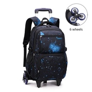 New Hot Sale Kids School Bag With Wheels Rolling Backpack For Boy Wheeled School Bag 6 Wheels Trolley Bookbag Carry On Luggage With Lunch Bag