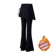 全城熱賣 - 微喇假兩件瑜伽褲女春秋新款高腰大碼顯瘦遮臀防尷尬加絨健身裙褲(平行進口)