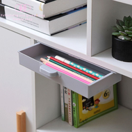 PELLETIZING Simple Hidden Self-Adhesive Self Stick Space Saver Pen Holder Under Desk Drawer Storage Box Makeup Organizer