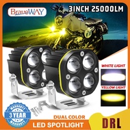 BraveWay LED Spotlights Car Spotlights Motorcycle Sport Lights Mini Driving Light White+Yellow LED Fog Headlight for Car Motorcycle 4x4 Offroad Truck SUV 12V 24V