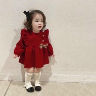 Baby girl dress - Long-sleeved fairy-wing baby girl dress (velvet with bows from 1 year to 4 years o