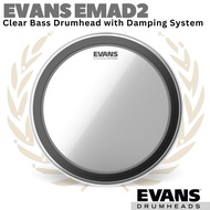 EVANS EMAD2 Clear Bass Drumhead Batter Damping | 18 20 22 24 Inch