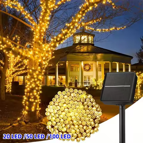 CY 1PC Solar String Lights Outdoor 20/50/100LED - Copper Wire, Solar-Powered, Waterproof, Fairytale 