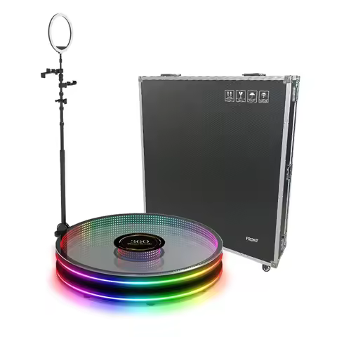 360 Photo Booth 360 Degree Spin Video Camera Photobooth Machine Led Ring Light Automatic Rotating 36
