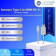 TYPE-C CABLE TO HDMI 4K60HZ HC-51 FOR IPHONE 15 SERIES TYPE-C CABLE TO HDMI 4K60HZ HC-51 FOR IPHONE 