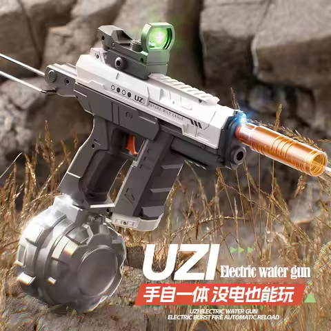 UZI Electric Water Gun with scope Butt Mechanical Linkage Continuous Reloading Machine Automatic Gun