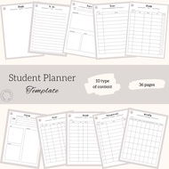 Student Planner Template Essay Study Planner Weekly Timetable Assignment Tracker. Editable with Hype