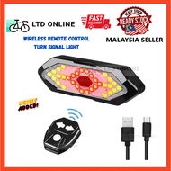 Bicycle Tail Light with Remote, Waterproof Cycling Signal Light, Rechargeable, 5 Modes for Night Rid